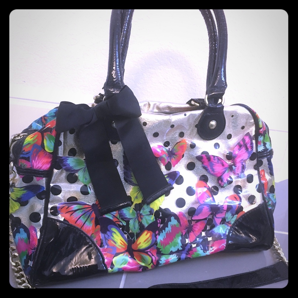 Betsey Johnson Gold & Butterflies Glam Bag